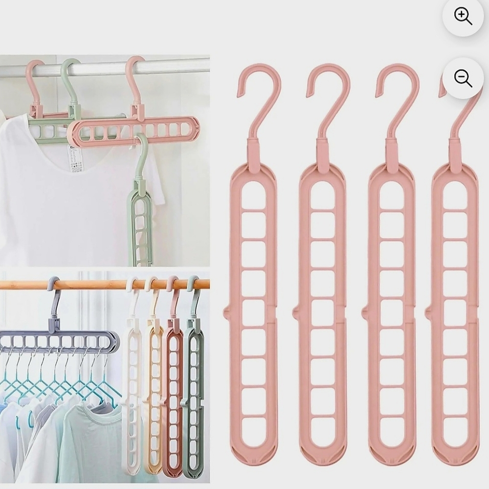 4 PACK Closet Space Saver Hangers, Pink
